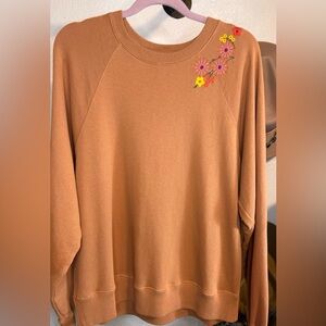 NWT Something Navy Floral Embroidered Sweatshirt Size S